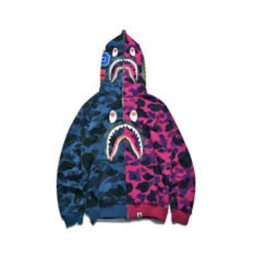 BAPE. A Bathing Ape. CAMO SHARK FULL ZIP HOODIE MENS Size XL